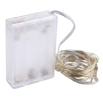 ELECTROPRIME 5m IP65 Waterproof Silver Blue Light Wire String Light, 6W 50 LEDs SMD 0603 3 x AA Batteries Box Fairy Lamp Decorative Light, DC 5V