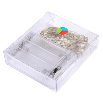 ELECTROPRIME 5m IP65 Waterproof Silver Blue Light Wire String Light, 6W 50 LEDs SMD 0603 3 x AA Batteries Box Fairy Lamp Decorative Light, DC 5V
