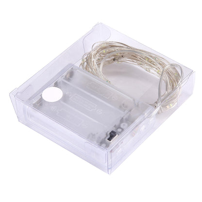 ELECTROPRIME 5m IP65 Waterproof Silver Blue Light Wire String Light, 50 LEDs SMD 0603 3 x AA Batteries Box Fairy Lamp Decorative Light, DC 5V