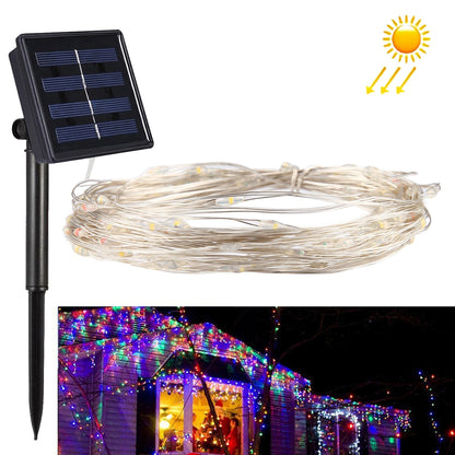 ELECTROPRIME 10m IP65 Waterproof Colorful Light Solar Panel Silver Wire String Light, 100 LEDs SMD 0603 Fairy Lamp Decorative Light