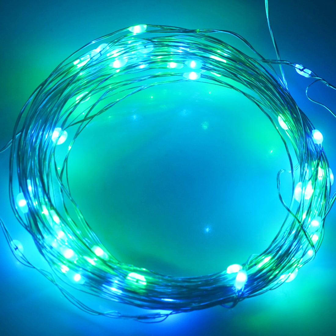 ELECTROPRIME 10m 5V 6W 500LM LED Silver String Light, USB Powered SMD-0603 Festival Lamp / Decoration Light Strip(Blue Green Light)