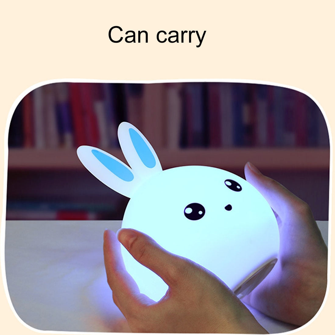 ELECTROPRIME Rabbit Shape Patted Silicone LED Night Light, Creative 7-color Discoloration USB Charging (Pink)