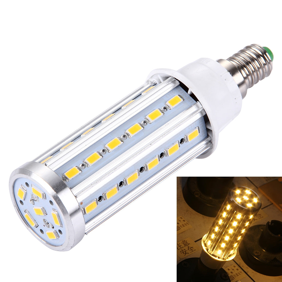ELECTROPRIME 10W Aluminum Corn Light Bulb, E14 880LM 42 LED SMD 5730, AC 85-265V(Warm White)