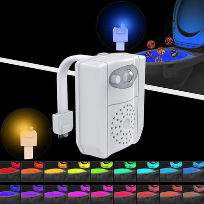 ELECTROPRIME 16-colors PIR Motion Sensor + Light Sensor UV Sterilization Aromatherapy LED Light, Home Toilet Bathroom Seat Night Light, DC 5V