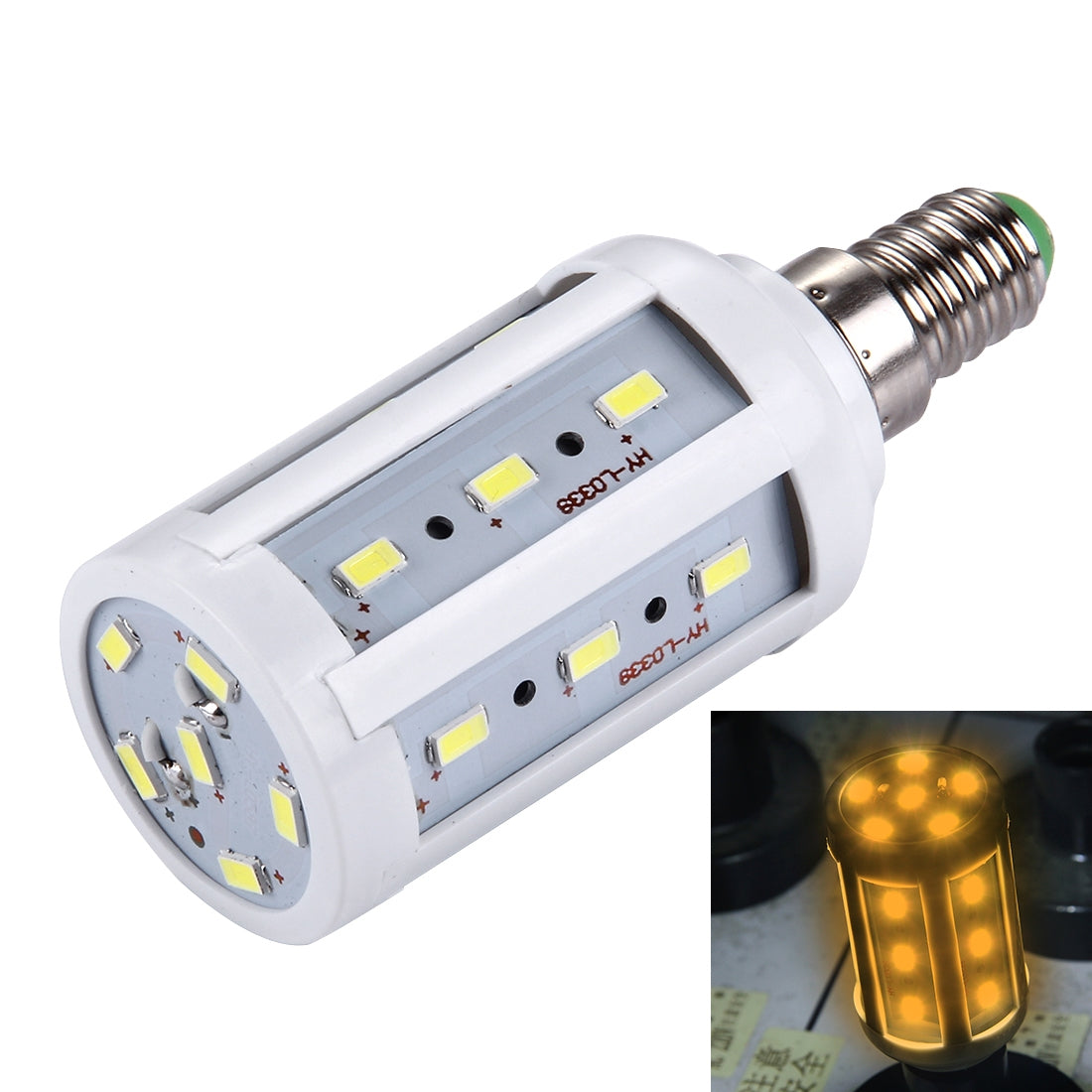 ELECTROPRIME 5W PC Case Corn Light Bulb, E14 380LM 24 LED SMD 5730, AC 85-265V(Warm White)