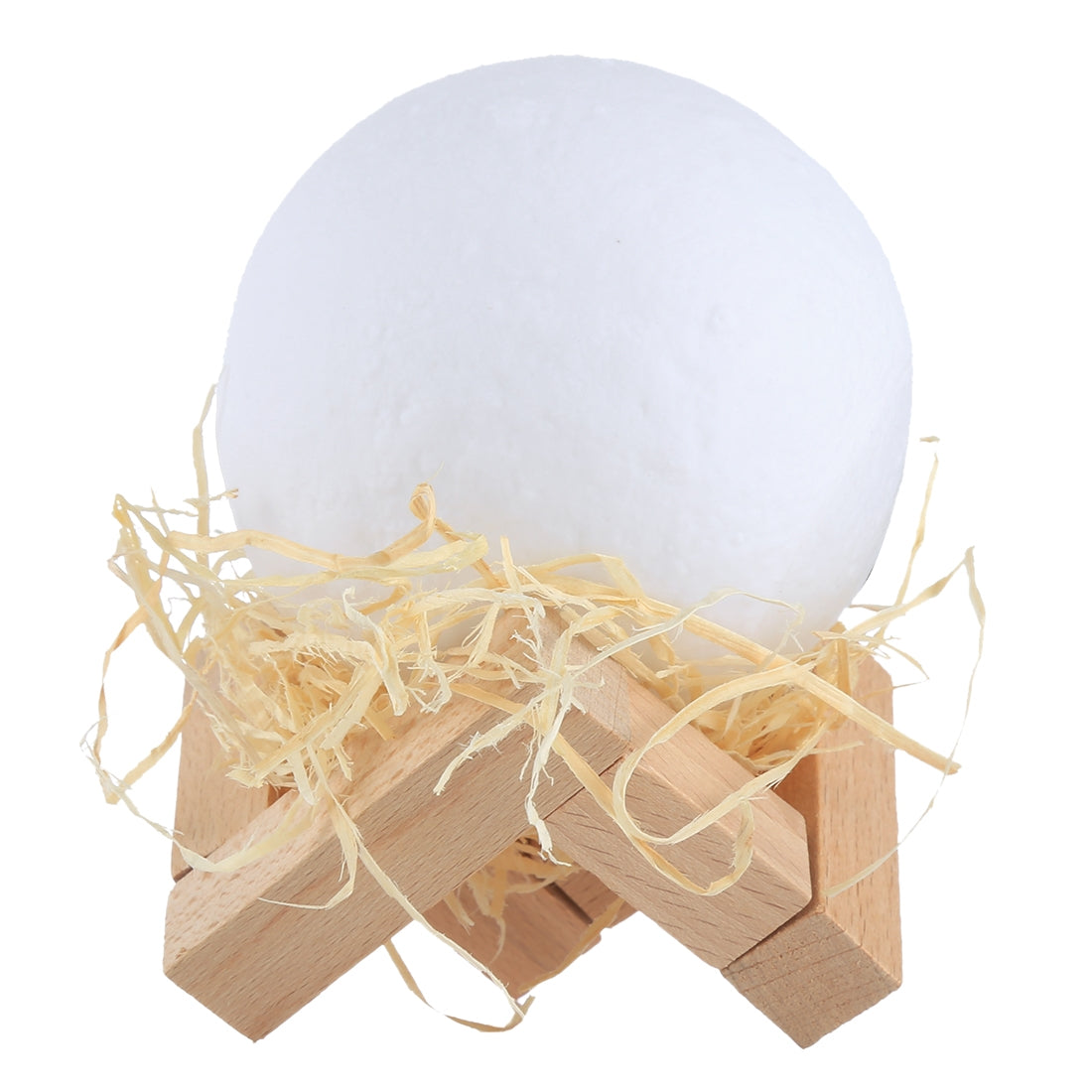 ELECTROPRIME 8cm Touch Control 3D Print Moon Lamp , USB Charging 16-color Changing LED Energy-saving Night Light with Wooden Holder Base & Remote Control