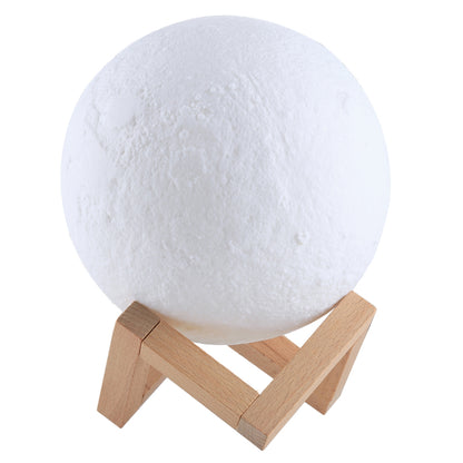 ELECTROPRIME 8cm Touch Control 3D Print Moon Lamp , USB Charging 16-color Changing LED Energy-saving Night Light with Wooden Holder Base & Remote Control