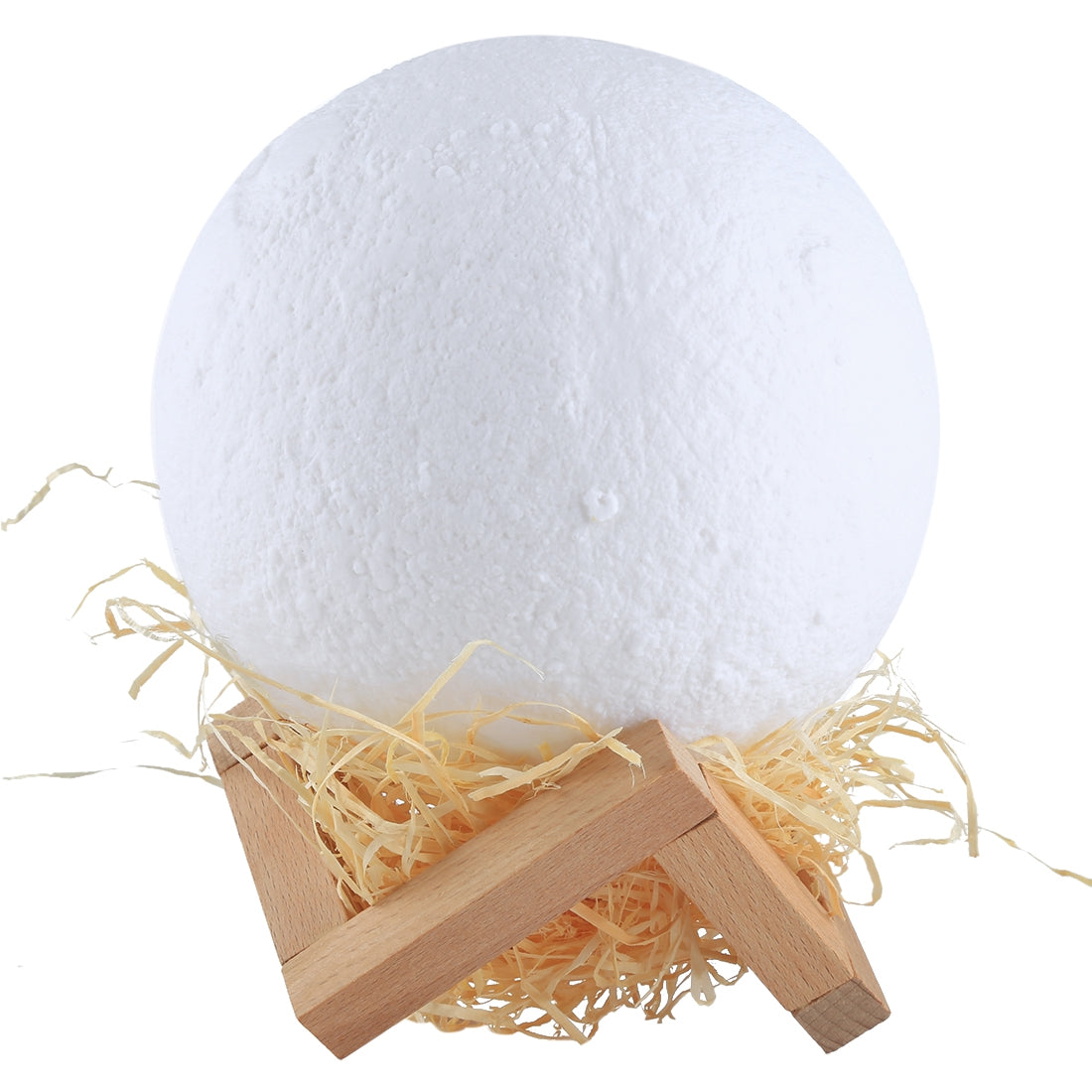 ELECTROPRIME 15cm Touch Control 3D Print Moon Lamp, USB Charging 16-color Changing LED Energy-saving Night Light with Wooden Holder Base & Remote Control