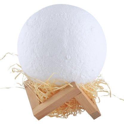 ELECTROPRIME 15cm Touch Control 3D Print Moon Lamp, USB Charging 16-color Changing LED Energy-saving Night Light with Wooden Holder Base & Remote Control