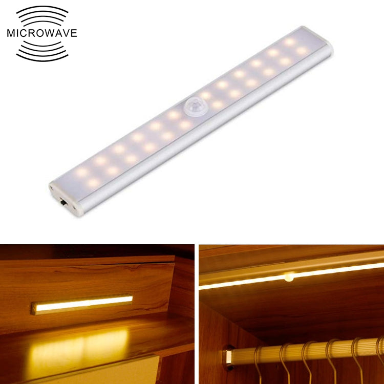 ELECTROPRIME 2W 24 LEDs Warm White Wide Screen Intelligent Human Body Sensor Light LED Corridor Cabinet Light, USB Charging Version