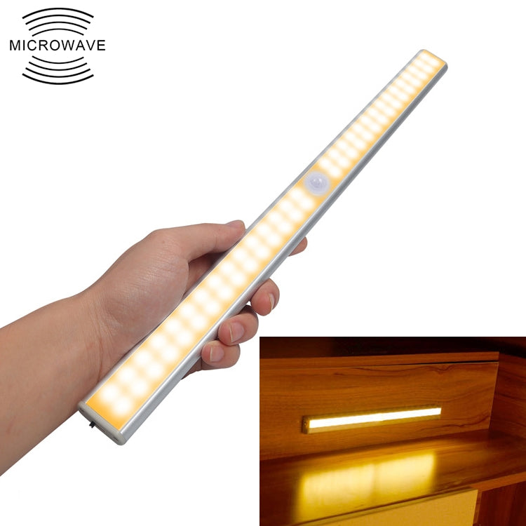 ELECTROPRIME 2.8W 60 LEDs Warm White Wide Screen Intelligent Human Body Sensor Light LED Corridor Cabinet Light, USB Charging Version