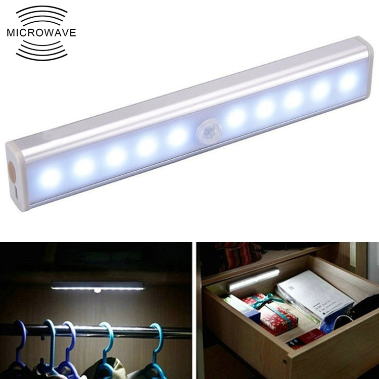 ELECTROPRIME 1.8W 10 LEDs White Light Wide Screen Intelligent Human Body Sensor Light LED Corridor Cabinet Light, USB Charging Version