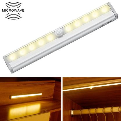 ELECTROPRIME 0.8W 10 LEDs Warm White Light Narrow Screen Intelligent Human Body Sensor Light LED Corridor Cabinet Light, USB Charging Version