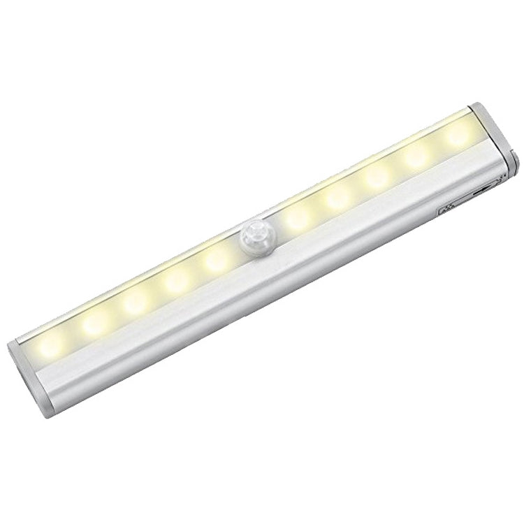 ELECTROPRIME 0.8W 10 LEDs Warm White Light Narrow Screen Intelligent Human Body Sensor Light LED Corridor Cabinet Light, USB Charging Version