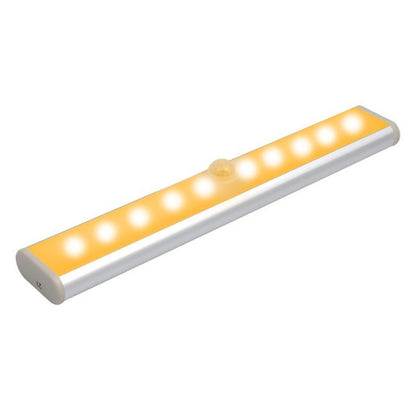 ELECTROPRIME 2W 10 LEDs Warm White Light Wide Screen Intelligent Human Body Sensor Light LED Corridor Cabinet Light, Battery Version