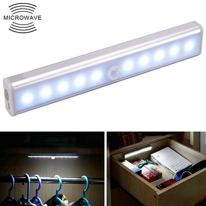ELECTROPRIME 1.8W 10 LEDs White Light Wide Screen Intelligent Human Body Sensor Light LED Corridor Cabinet Light, Battery Version
