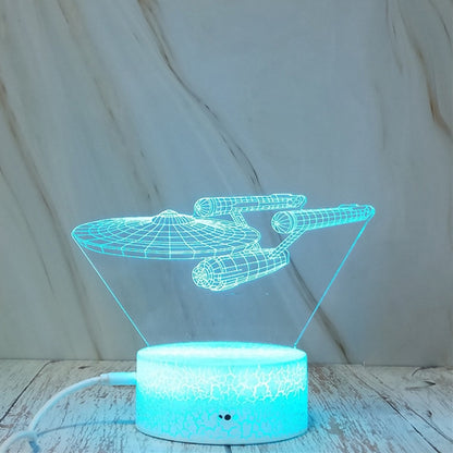 ELECTROPRIME Spaceship Shape Creative Crack Touch Dimming 3D Colorful Decorative Night Light