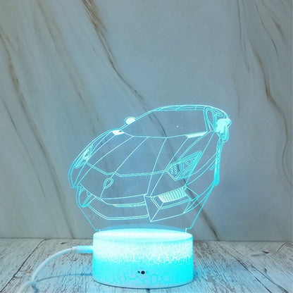 ELECTROPRIME Sports Car Shape Creative Crack Touch Dimming 3D Colorful Decorative Night Light