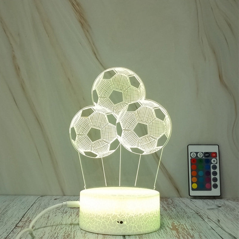 ELECTROPRIME Three Footballs Shape Creative Crack Touch Dimming 3D Colorful Decorative Night Light with Remote Control
