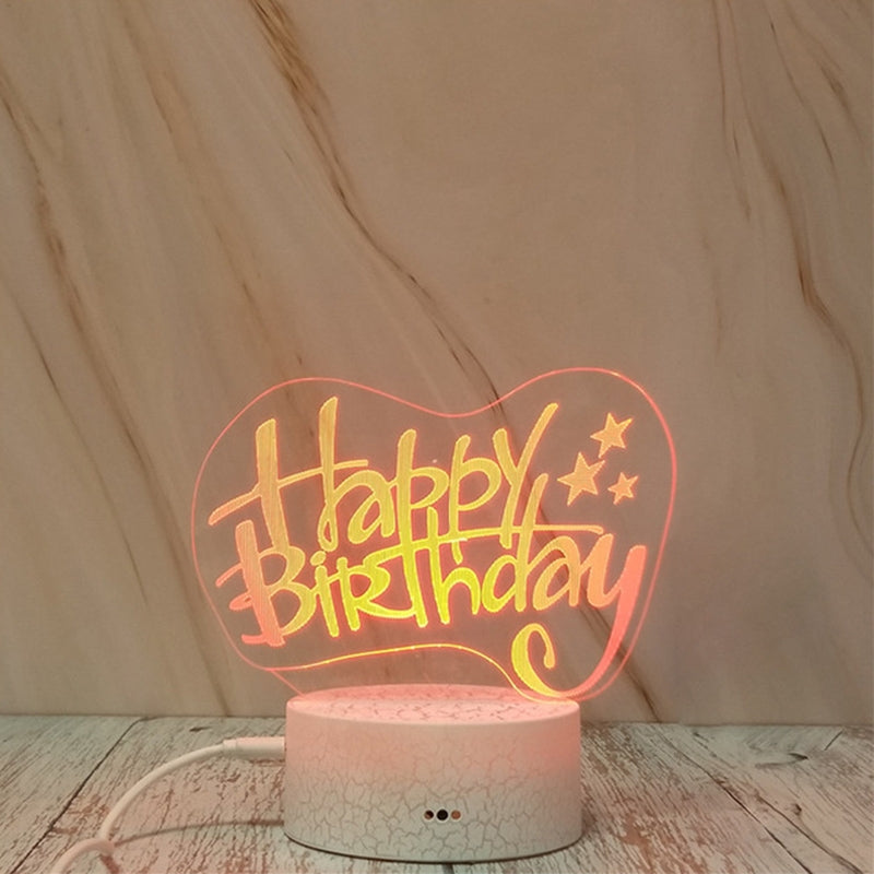 ELECTROPRIME Happy Birthday Shape Creative Crack Touch Dimming 3D Colorful Decorative Night Light