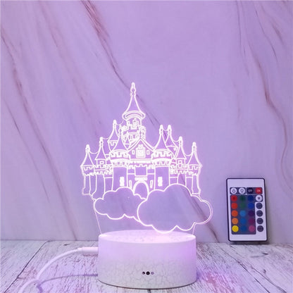 ELECTROPRIME Castle In The Sky Shape Creative Crack Touch Dimming 3D Colorful Decorative Night Light with Remote Control