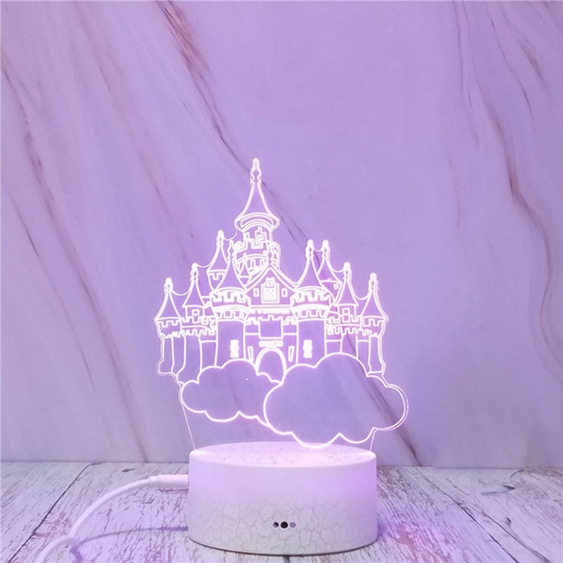 ELECTROPRIME Castle In The Sky Shape Creative Crack Touch Dimming 3D Colorful Decorative Night Light