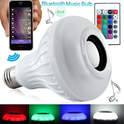 ELECTROPRIME 12W RGB LED Bluetooth Speaker Light, E27 Energy Saving Lamps with Remote Controller, AC 100-240V