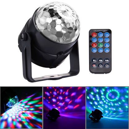 ELECTROPRIME 1W x 3 Mini Rotating Magic Ball LED Stage Light, with Remote Control, EU Plug