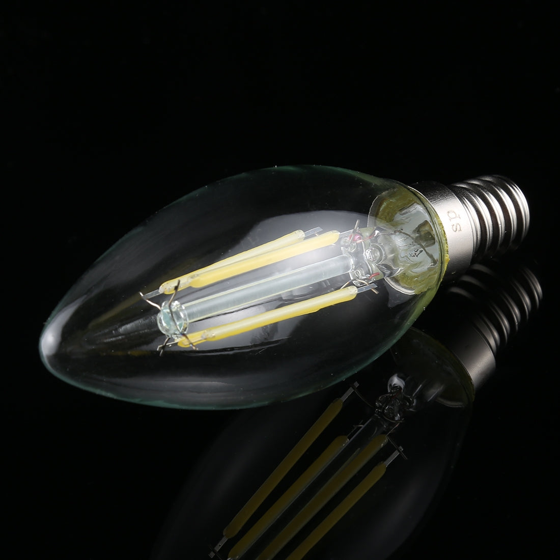 ELECTROPRIME C35 E14 4W 4 LEDs 300 LM 6500K Dimmable Retro LED Filament Light Bulb Energy Saving Light, AC 220V(White Light)
