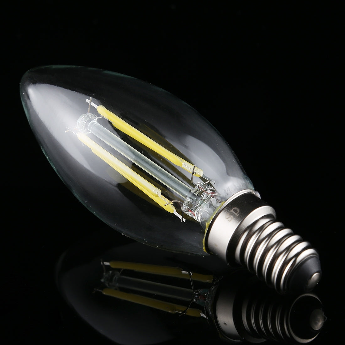 ELECTROPRIME C35 E14 4W 4 LEDs 300 LM 6500K Dimmable Retro LED Filament Light Bulb Energy Saving Light, AC 220V(White Light)