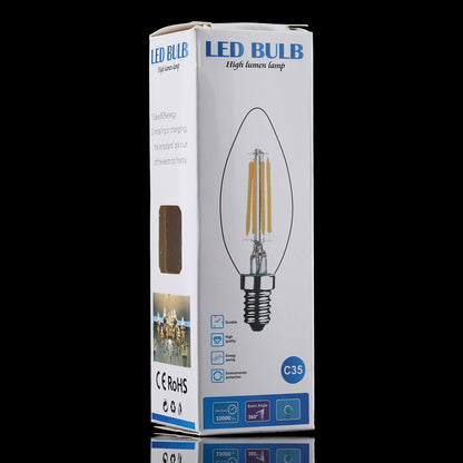 ELECTROPRIME C35 E14 4W 4 LEDs 300 LM 6500K Dimmable Retro LED Filament Light Bulb Energy Saving Light, AC 220V(White Light)