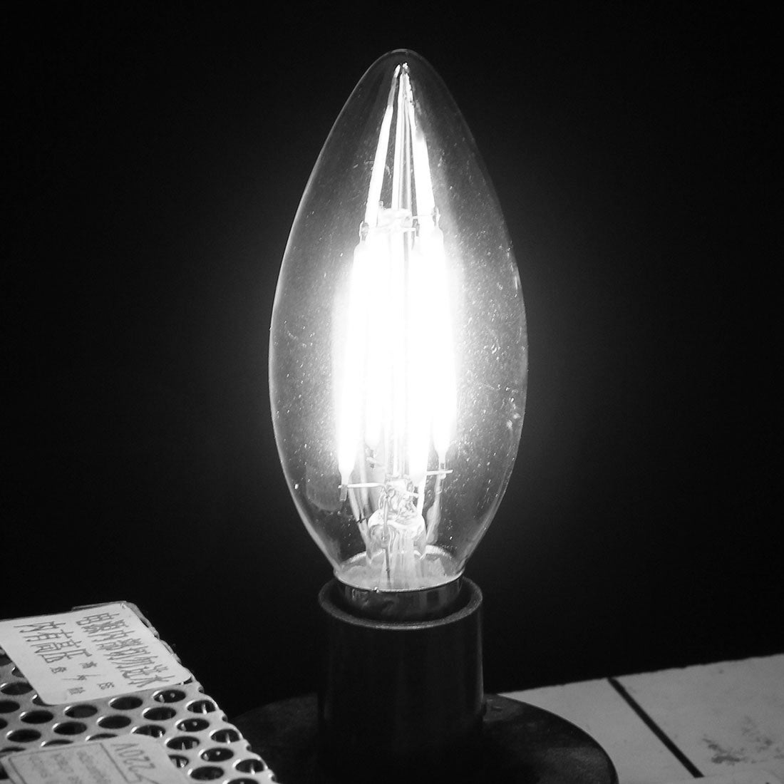 ELECTROPRIME C35 E14 4W 4 LEDs 300 LM 6500K Dimmable Retro LED Filament Light Bulb Energy Saving Light, AC 220V(White Light)