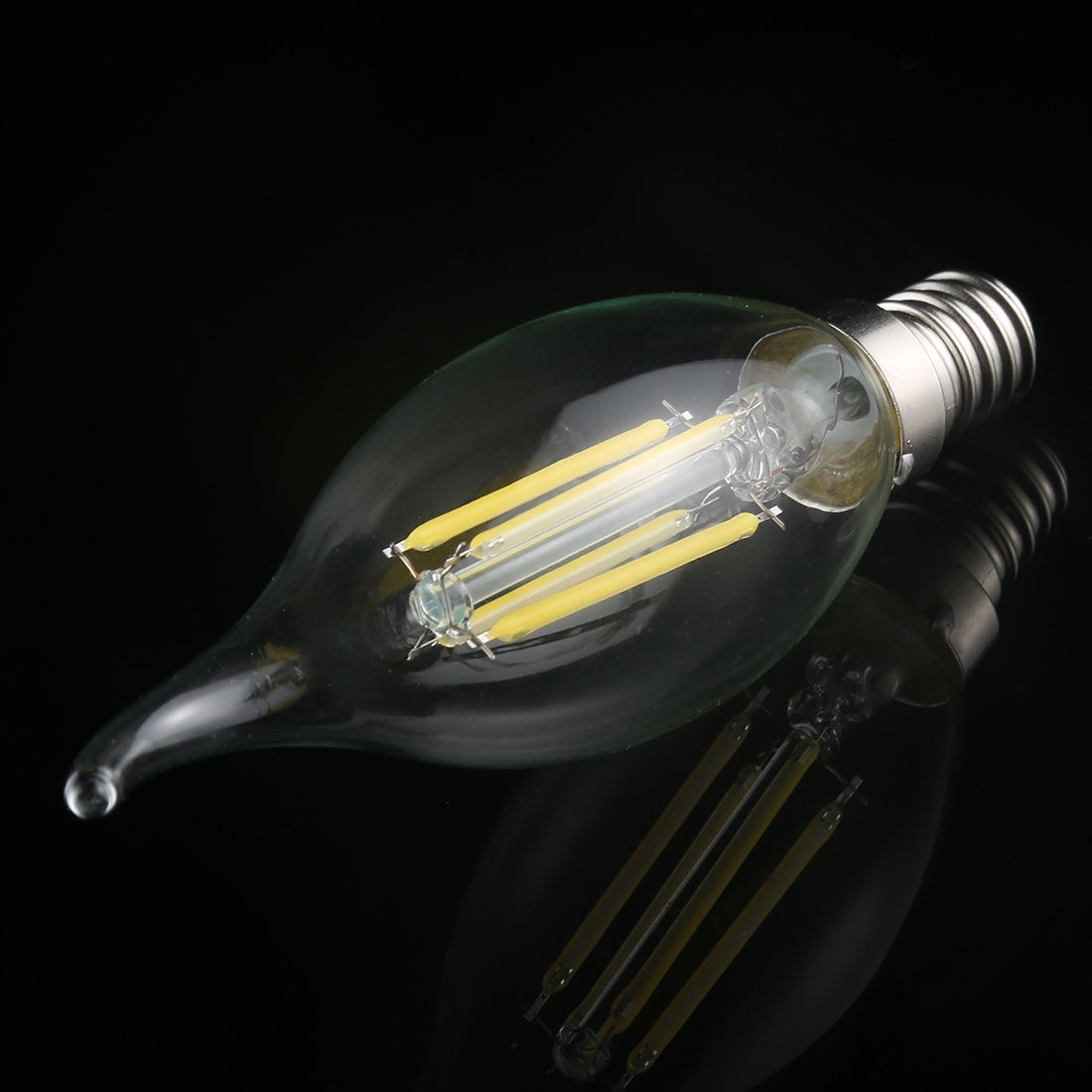 ELECTROPRIME C35 E14 4W 4 LEDs 300 LM 6500K Dimmable Retro LED Filament Light Bulb Energy Saving Light, AC 220V(White Light)