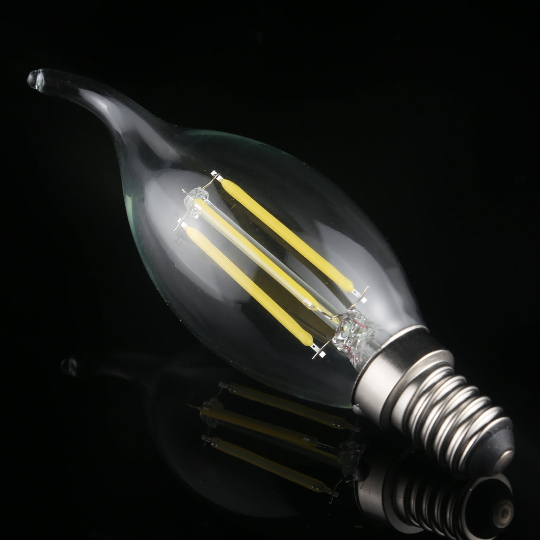 ELECTROPRIME C35 E14 4W 4 LEDs 300 LM 6500K Dimmable Retro LED Filament Light Bulb Energy Saving Light, AC 220V(White Light)