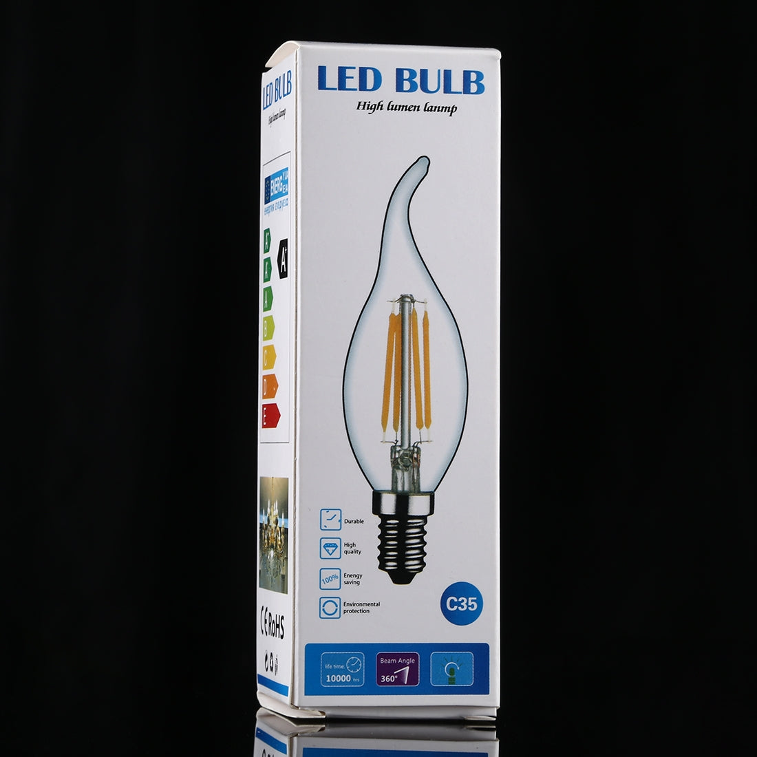 ELECTROPRIME C35 E14 4W 4 LEDs 300 LM 6500K Dimmable Retro LED Filament Light Bulb Energy Saving Light, AC 220V(White Light)