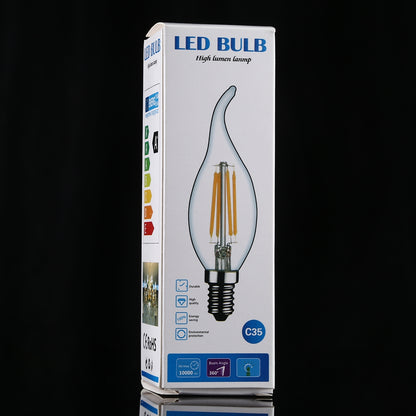 ELECTROPRIME C35 E14 4W 4 LEDs 300 LM 6500K Dimmable Retro LED Filament Light Bulb Energy Saving Light, AC 220V(White Light)