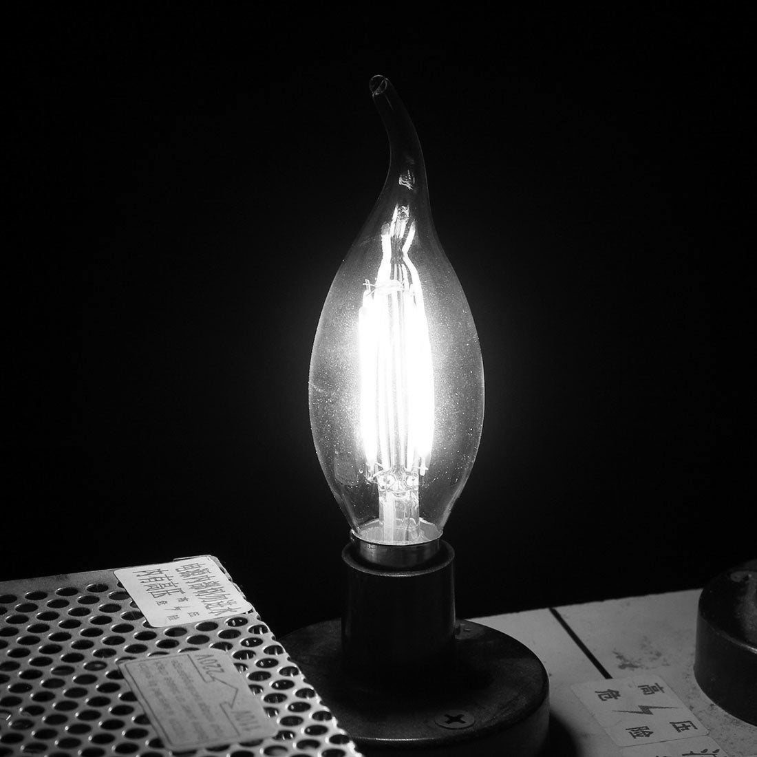 ELECTROPRIME C35 E14 4W 4 LEDs 300 LM 6500K Dimmable Retro LED Filament Light Bulb Energy Saving Light, AC 220V(White Light)