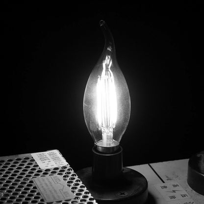 ELECTROPRIME C35 E14 4W 4 LEDs 300 LM 6500K Dimmable Retro LED Filament Light Bulb Energy Saving Light, AC 220V(White Light)