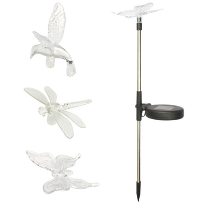 ELECTROPRIME A106 3 PCS Colorful Light LED Solar Power Lamp, Bird Dragonfly Butterfly Pattern Outdoor Garden Landscape Path Decorative Light