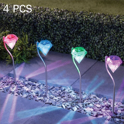 ELECTROPRIME A108 4 PCS LED Solar Power Lamp, Outdoor Garden Landscape Path Decorative Diamond Lights, Random Color Delivery