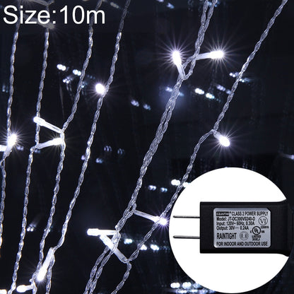ELECTROPRIME UL588 10m IP43 Waterproof LED Curtain Light, 100 LEDs Fairy String Decorative Light with End Joint & 8 Model Functions, US Plug (White Light)