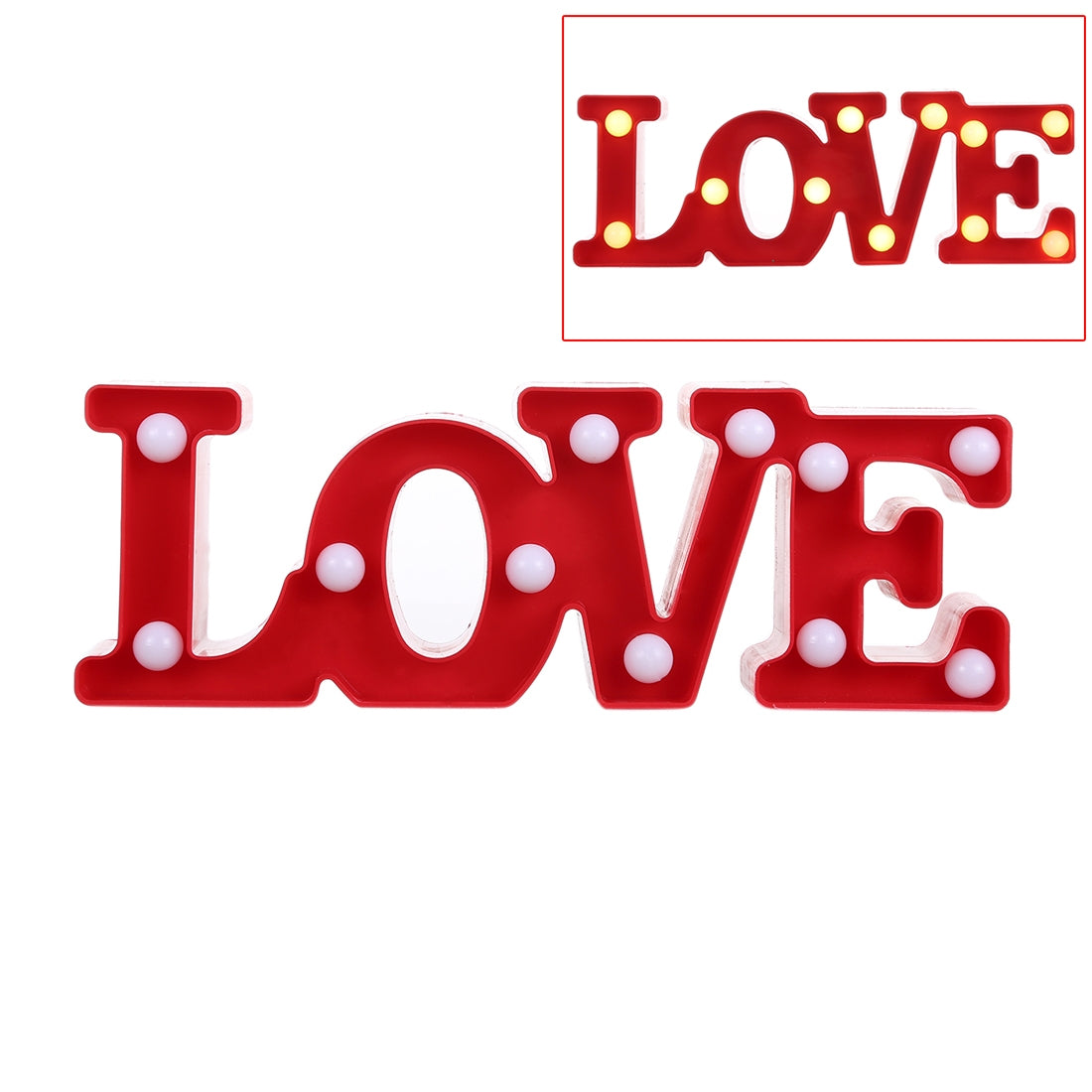 ELECTROPRIME Creative LOVE Shape Warm White LED Decoration Light, 2 x AA Batteries Powered Party Festival Table Wedding Lamp Night Light(Red)