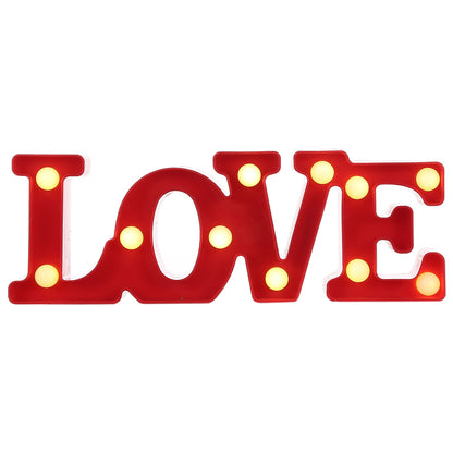 ELECTROPRIME Creative LOVE Shape Warm White LED Decoration Light, 2 x AA Batteries Powered Party Festival Table Wedding Lamp Night Light(Red)
