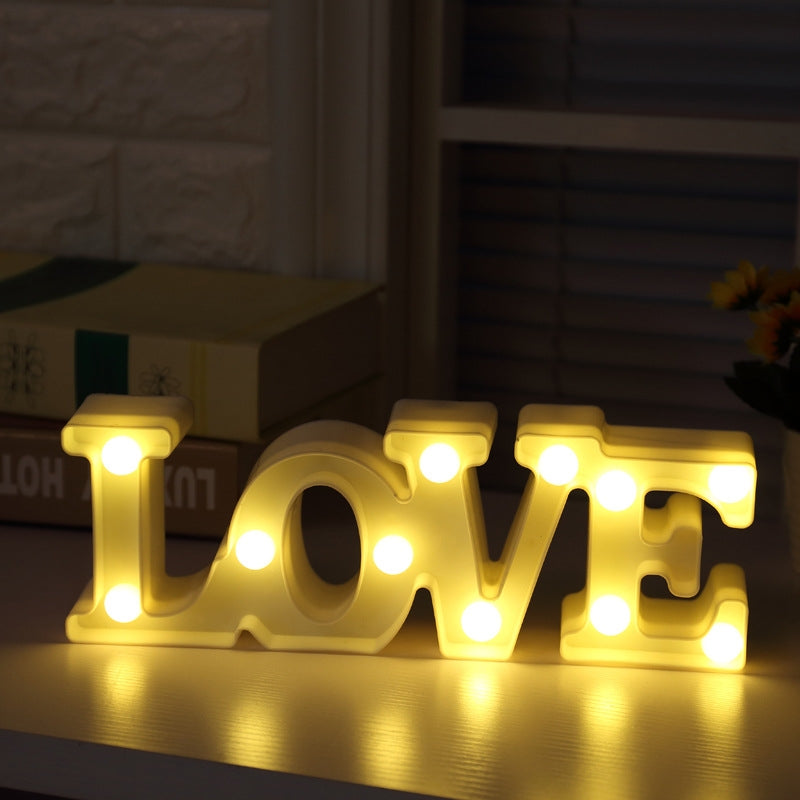 ELECTROPRIME Creative LOVE Shape Warm White LED Decoration Light, 2 x AA Batteries Powered Party Festival Table Wedding Lamp Night Light(White)