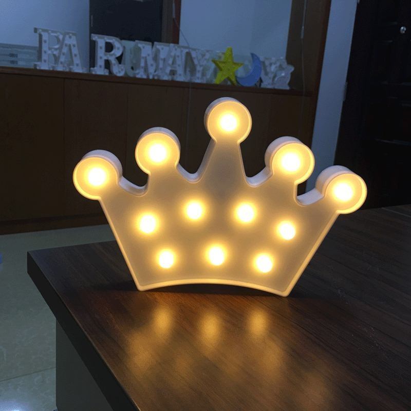 ELECTROPRIME Creative Crown Shape Warm White LED Decoration Light, 2 x AA Batteries Powered Party Festival Table Wedding Lamp Night Light (White)