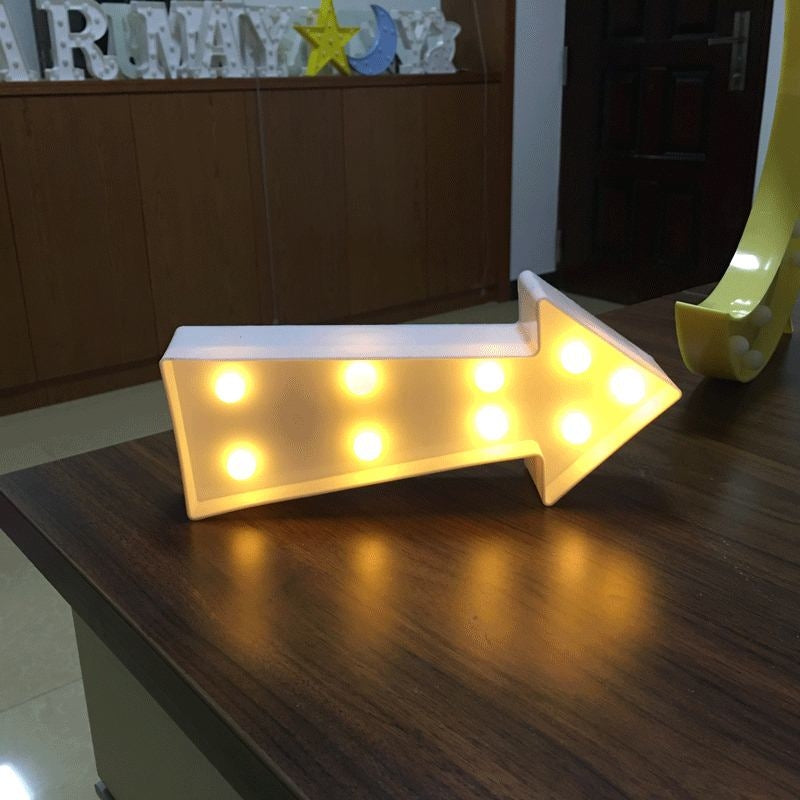 ELECTROPRIME Creative Arrow Sign Shape Warm White LED Decoration Light, 2 x AA Batteries Powered Party Festival Table Wedding Lamp Night Light(White)