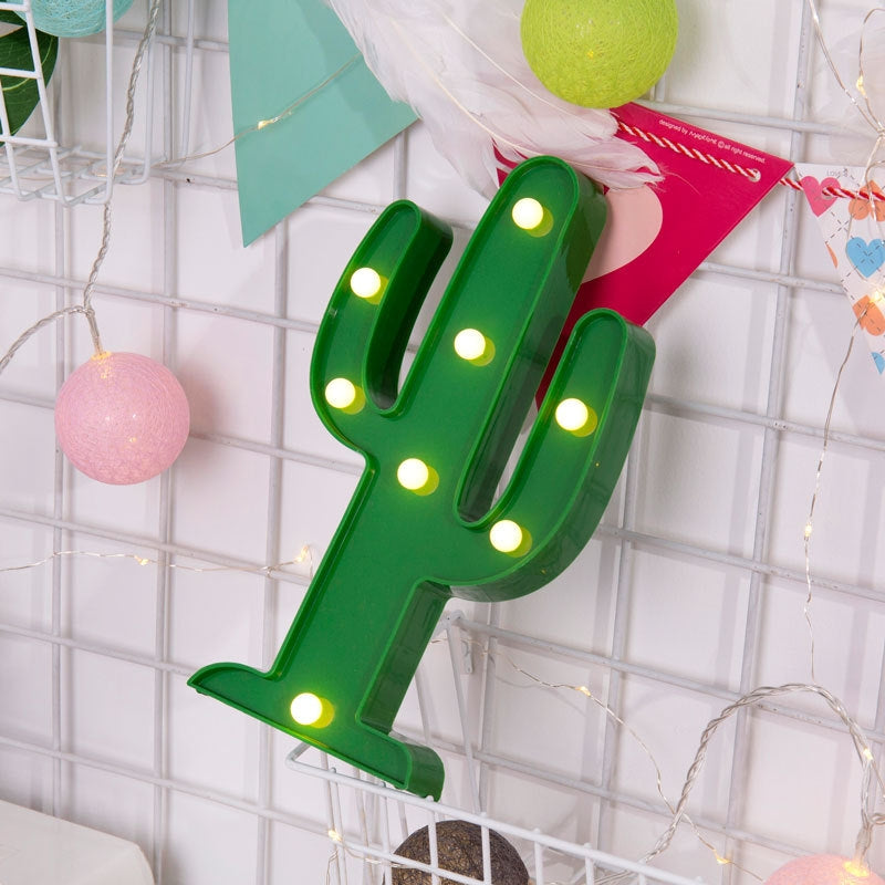 ELECTROPRIME Creative Cactus Shape Warm White LED Decoration Light, 2 x AA Batteries Powered Party Festival Table Wedding Lamp Night Light (Green)