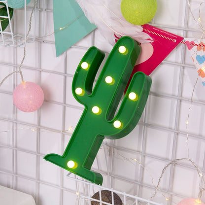 ELECTROPRIME Creative Cactus Shape Warm White LED Decoration Light, 2 x AA Batteries Powered Party Festival Table Wedding Lamp Night Light (Green)