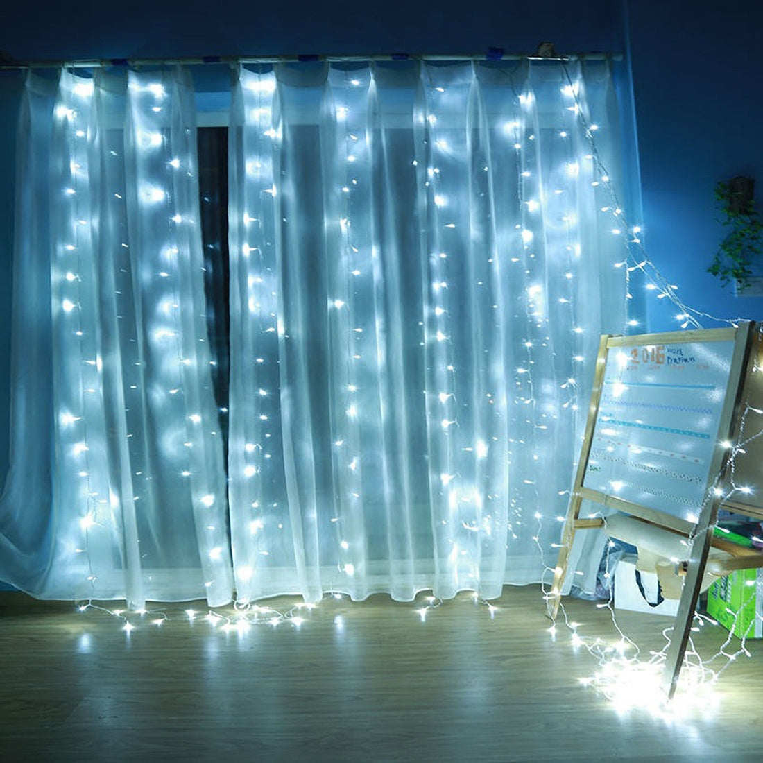 ELECTROPRIME 3.5m Blue Light LED Decoration Light, 96 LEDs Little Ice Bars String with End Joint & Multi-function Controller, EU Plug, AC 220V