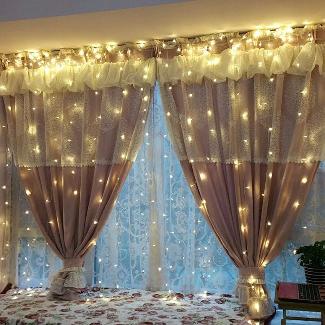 ELECTROPRIME 3.5m Blue Light LED Decoration Light, 96 LEDs Little Ice Bars String Light with End Joint & Multi-function Controller, EU Plug, AC 220V